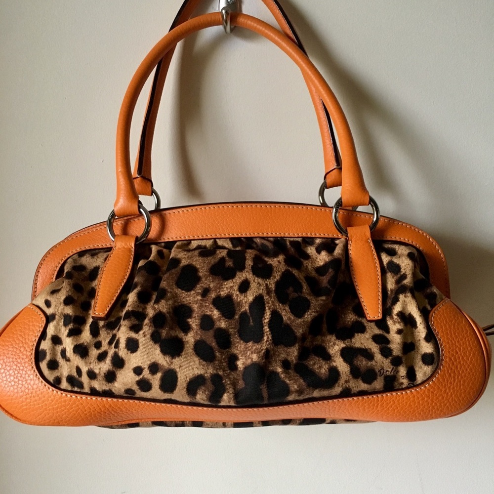 Dolce & Gabbana Leopard Purse with Orange Leather